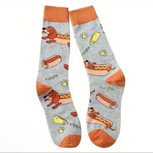 Gray Hot Dog Patterned Socks